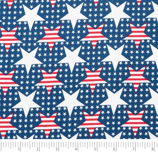 SINGER Stripes in Stars on Dots Print Cotton Fabric